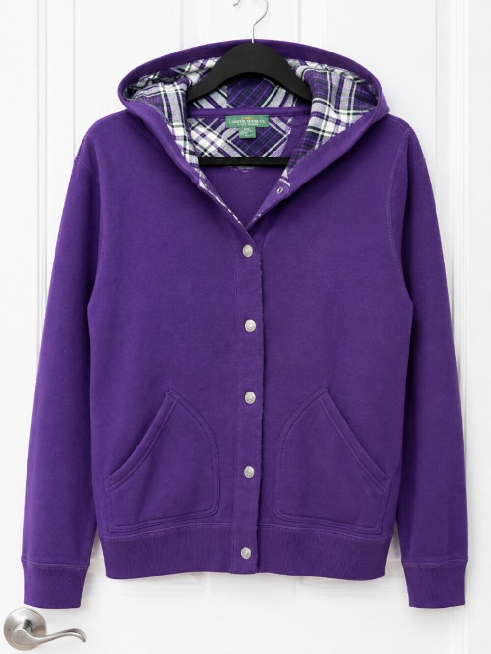 Lauren Ralph Lauren Purple Plaid Lined Hooded Sweatshirt Women’s L